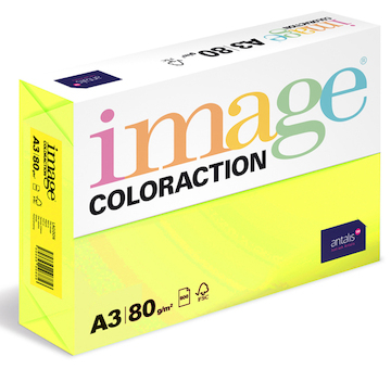 Barevný papír Image Coloraction A3 80g reflexní žlutá 500 ks