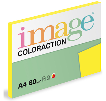 Barevný papír Image Coloraction A4 80g reflexní žlutá 100 ks