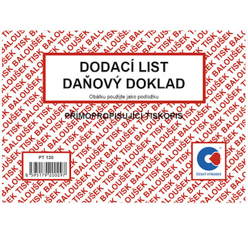 Dodací list - daňový doklad PT130