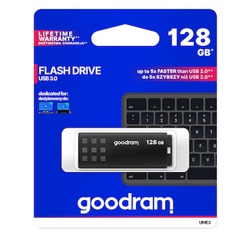 Flash disk USB Goodram černý s krytkou 128GB