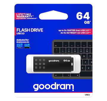 Flash disk USB Goodram černý s krytkou 64GB