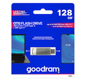 Flash disk USB Goodram stříbrný s otočnou krytkou 128GB