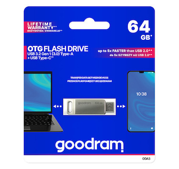 Flash disk USB Goodram stříbrný s otočnou krytkou 64GB