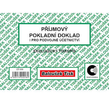 Příjmový pokladní doklad i pro podvojné účetnictví ekologický