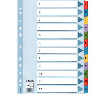 Rejstřík Mylar zesílený 1-12