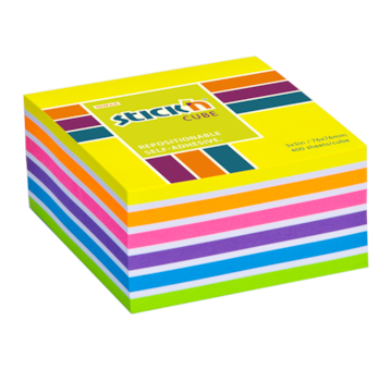 Samolepicí bloček neon 76x76mm 400ks žlutý mix